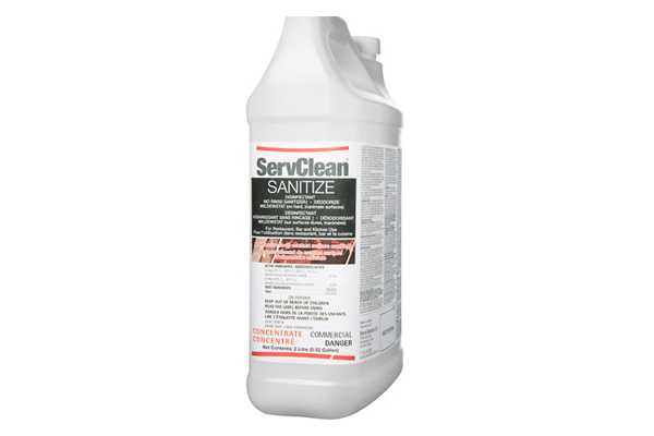 A bottle of disinfectant is shown.